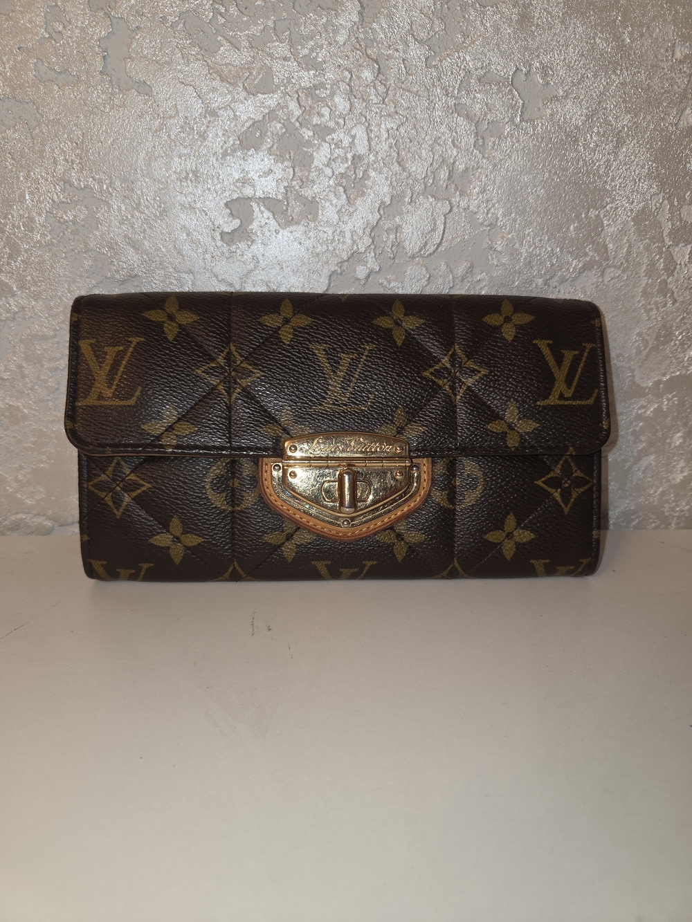 Louis Vuitton Brown Monogram Clutch Wallet with Gold Hardware